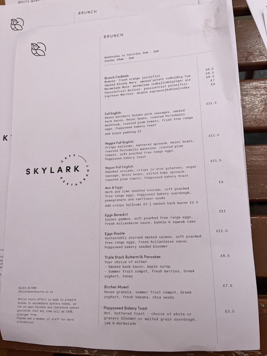 Menu Skylark-10