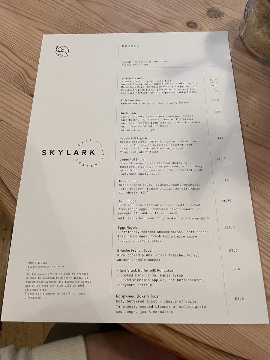 Menu Skylark-2