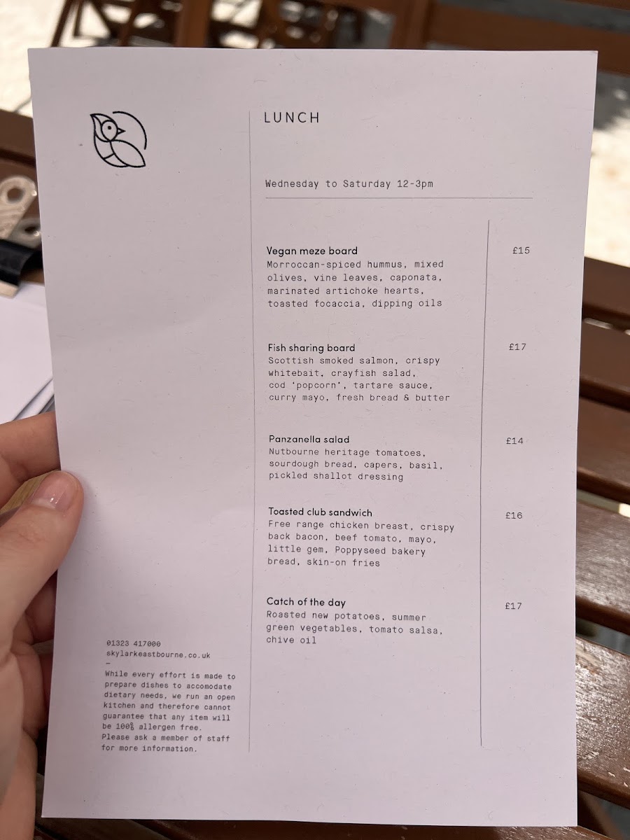 Menu Skylark-7