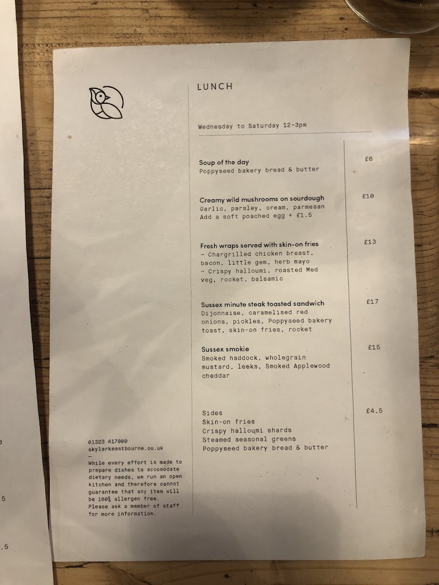 Menu Skylark-8
